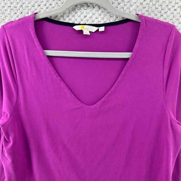 Boden Top Women US14 Purple Jersey Stretch V-Neck Long‎ Sleeves Basics Casual - Picture 3 of 11